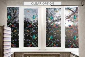 Butterflies and birds replication stained glass privacy window film