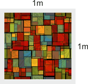 one meter squared example of Fractal Cubic stained glass window film design