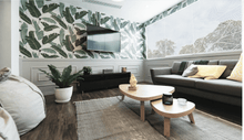 Load image into Gallery viewer, Lifestyle of Etched palm leaf window film in a dining room 
