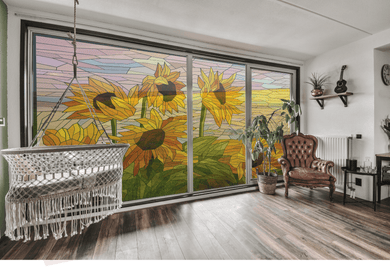 Sunflower grove stained glass window film