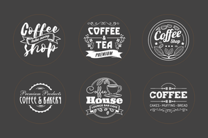six coffee shop decal designs