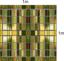 Load image into Gallery viewer, depiction of one square meter of Green Tile stained glass window film design 